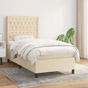 ManoMano Bonnevie - Boxspringbett,Schlafzimmerbett mit Matratze Creme 90x190 cm Stoff vidaXL Angebot