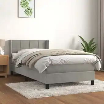 ManoMano Boxspringbett mit Matratze Bett für Erwachsene Schlafzimmerbett Bett für Erwachsene Schlafzimmerbett Hellgrau 80x200 cm Samt  Angebot