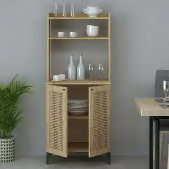 ManoMano Zanne hohes Sideboard mit 2 Türen und offenen Fächern in Eiche Angebot