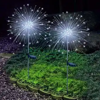 ManoMano Led Solarleuchten Gartendeko, 2 Stück 180LED Solar Feuerwerk Gartenlichter Wasserdicht, 8 Modi Solarstecker Gartenleuchten fü Angebot