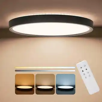 ManoMano 24W Dimmbar led Deckenleuchte Schwarz Hintergrundbeleuchtung Deckenlampe mit Fernbedienung 2400lm Ø30cm Rund Decken led für W Angebot