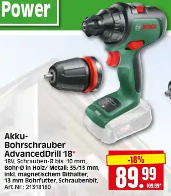 Herkules Baumarkt Bosch Akku Bohrschrauber AdvancedDrill 18 Angebot