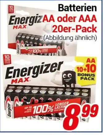 CENTERSHOP Batterien EnergizAA oder AAA Angebot