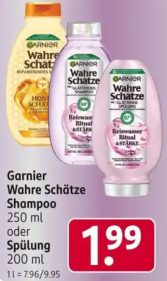 Rossmann Garnier Wahre Schätze Shampoo 250 ml oder Spülung 200 ml Angebot