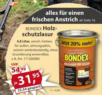 Sonderpreis Baumarkt BONDEX Holzschutzlasur 4.8L Angebot