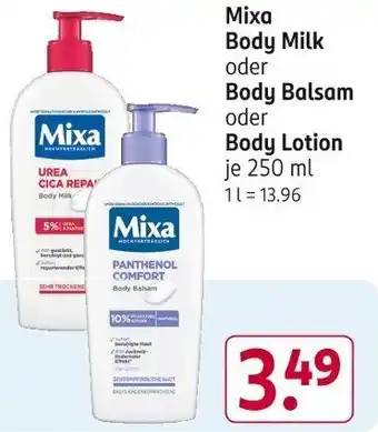 Rossmann Mixa Body Milk oder Body Balsam oder Body Lotion 250 ml Angebot