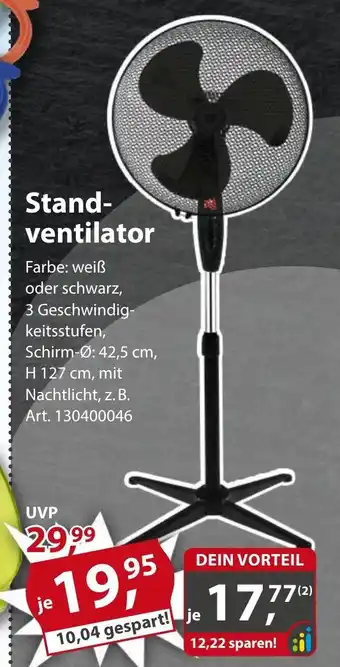 Sonderpreis Baumarkt Standventilator Angebot