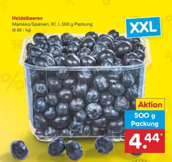 Netto Marken-Discount Heidelbeeren Marokko/Spanien, KI. I, 500 g Packung Angebot