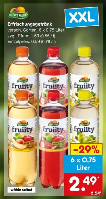 Netto Marken-Discount Erfrischungsgetränk versch. Sorten, 6 x 0,75 Liter Angebot