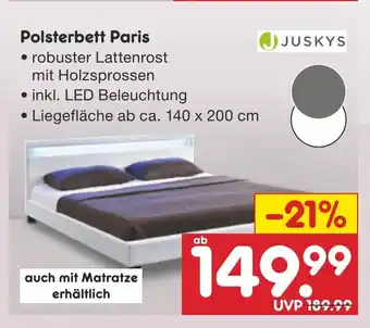 Netto Marken-Discount JUSKYS Polsterbett Paris Angebot