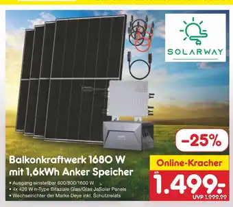 Netto Marken-Discount SOLARWAY Balkonkraftwerk 1680 W mit 1,6kWh Anker Speicher Angebot