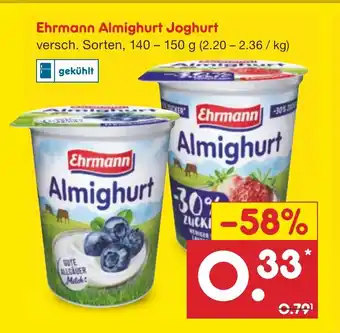 Netto Marken-Discount Ehrmann Almighurt Joghurt versch. Sorten, 140 - 150 g Angebot