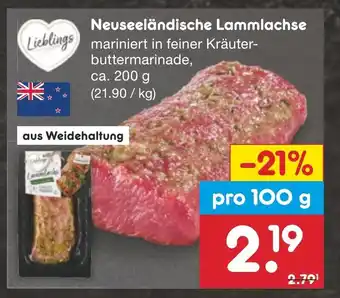 Netto Marken-Discount Lieblings Neuseeländische Lammlachse pro 100 g Angebot