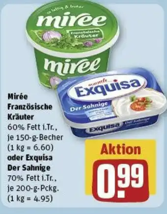 REWE Mirée Französische Kräuter 150 g Becher oder Exquisa Der Sahnige Angebot