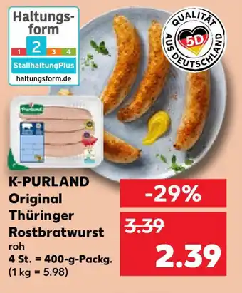 Kaufland K-PURLAND Original Thüringer Rostbratwurst 400 g Packg. Angebot