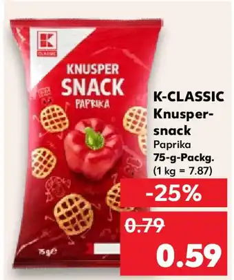 Kaufland K-CLASSIC Knusper- snack Paprika 75-g-Packg. Angebot