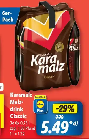 Lidl Kara malz  Malz- Drink Classic 6 x 0,75 l Angebot