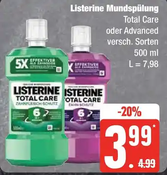 Edeka Listerine Mundspülung Total Care oder Advanced 500 ml Angebot