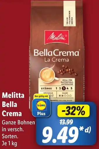 Lidl Melitta Bella Crema  1 kg Angebot