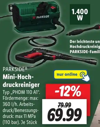 Lidl PARKSIDE Mini-Hochdruckreiniger „PHDM 110 A1" Angebot