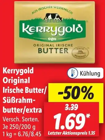 Lidl Kerrygold Original Irische Butter/ Süßrahmbutter/extra 250/200 g Angebot