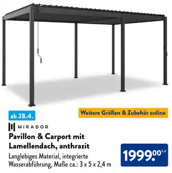 Aldi Süd MIRADOR Pavillon & Carport mit Lamellendach, anthrazit Angebot