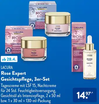 Aldi Süd LACURA Rose Expert Gesichtspflege, 3er-Set Angebot