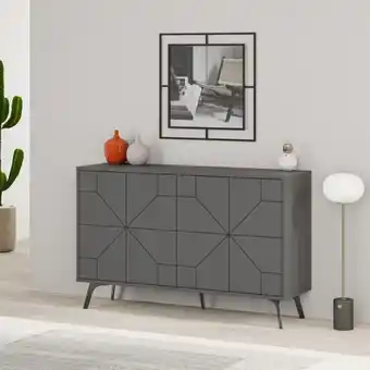 ManoMano Toscohome - Sideboard mit geometrischem Design und 4 Türen 123 cm anthrazit - Dune Angebot