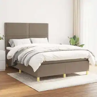 ManoMano Boxspringbett mit Matratze Bett für Erwachsene Schlafzimmerbett Bett für Erwachsene Schlafzimmerbett Taupe 140x200 cm Stoff N Angebot