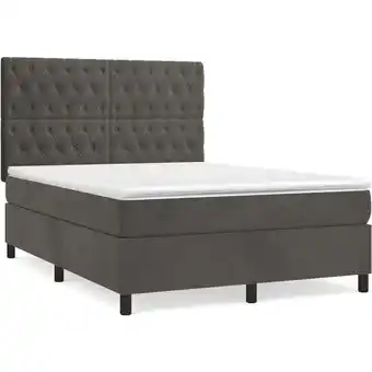 ManoMano Boxspringbett mit Matratze,Betten für Erwachsene,Bettgestell und Polsterbett,Schlafzimmerbett Dunkelgrau 140x200 cm Samt -Mai Angebot