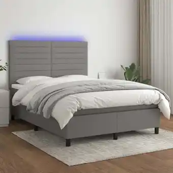 ManoMano Boxspringbett mit Matratze & led Bett für Erwachsene Schlafzimmerbett Dunkelgrau 140x200 cm Stoff NGIVN1468123 Bonnevie Angebot