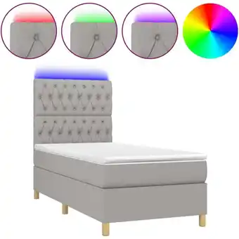 ManoMano Bonnevie - Bettrahmen Einzelbett,Bettgestell und Polsterbett,Boxspringbett mit Matratze & led Hellgrau 90x200 cm Stoff 30815  Angebot