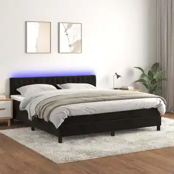 ManoMano Boxspringbett mit Matratze & led Bett für Erwachsene Schlafzimmerbett Schwarz 160x200 cm Samt NGIVN5609059 Bonnevie Angebot