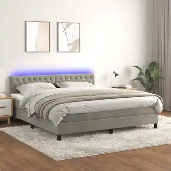 ManoMano Boxspringbett mit Matratze & led Bett für Erwachsene Schlafzimmerbett Hellgrau 180x200 cm Samt NGIVN5720090 Bonnevie Angebot