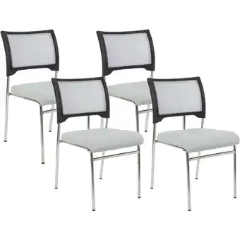 ManoMano Konferenzstuhl 4er Set Grau & Schwarz Stoffbezug Metallgestell Stapelbar ohne Armlehnen Modern Büro Arbeitszimmer Wartezimmer Angebot