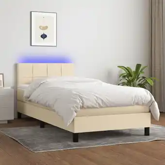 ManoMano Boxspringbett mit Matratze & LED,Bettgestell für Erwachsene,Taschenfederkernmatratze Creme 100x200 cm Stoff -BNC27277 - Creme Angebot