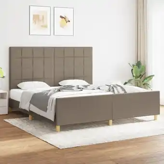 ManoMano Bettgestell mit Kopfteil, Doppelbett, Schlafzimmerbett Taupe 180x200 cm Stoff LLLA811405 Maisonchic Angebot