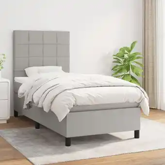 ManoMano Boxspringbett mit Matratze Bett für Erwachsene Schlafzimmerbett Bett für Erwachsene Schlafzimmerbett Hellgrau 90x200 cm Stoff Angebot