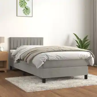 ManoMano Boxspringbett mit Matratze Bett für Erwachsene Schlafzimmerbett Bett für Erwachsene Schlafzimmerbett Hellgrau 90x190 cm Samt  Angebot