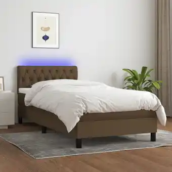 ManoMano Boxspringbett mit Matratze & LED,Bettgestell für Erwachsene,Taschenfederkernmatratze Dunkelbraun 90x190 cm Stoff -BNC56632 Angebot