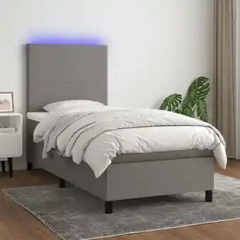 ManoMano Boxspringbett mit Matratze & led Bett für Erwachsene Schlafzimmerbett Dunkelgrau 90x200 cm Stoff NGIVN5899272 Bonnevie Angebot