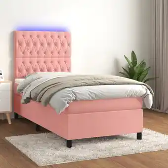 ManoMano Boxspringbett mit Matratze & LED,Schlafzimmerbett,Polsterbett,Hotellbett Rosa 90x200 cm Samt FRJR324042 Maisonchic Angebot