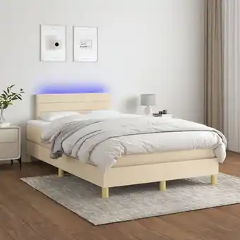 ManoMano Boxspringbett mit Matratze & LED,Bettgestell für Erwachsene,Taschenfederkernmatratze Creme 120x200 cm Stoff -BNC74598 Angebot