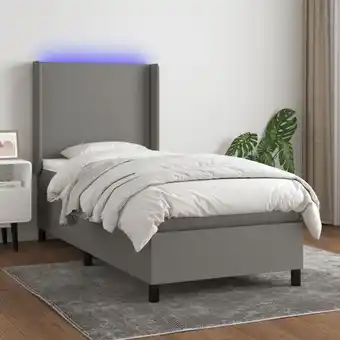 ManoMano Boxspringbett mit Matratze & led Bett für Erwachsene Schlafzimmerbett Dunkelgrau 90x200 cm Stoff NGIVN7760169 Bonnevie Angebot