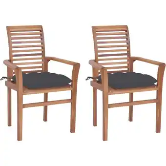 ManoMano 2 Stk. Essstühle,Esszimmerstühle,Wohnzimmerstühle mit Anthrazit Kissen Massivholz Teak AGHDE835537 Maisonchic Angebot