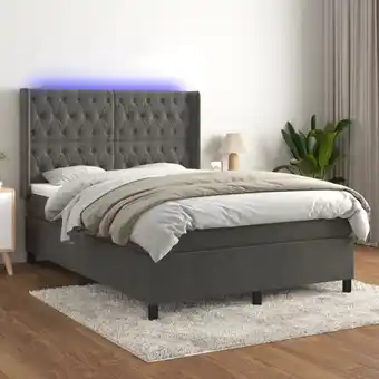 ManoMano Boxspringbett mit Matratze & led, Schlafzimmerbett, Hotelbett, Polsterbett Dunkelgrau 140x200 cm Samt JSHD239937 Maisonchic Angebot