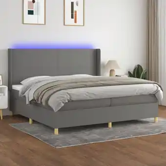 ManoMano Boxspringbett mit Matratze & led, Schlafzimmerbett, Hotelbett, Polsterbett Dunkelgrau 200x200 cm Stoff JSHD916367 Maisonchic Angebot