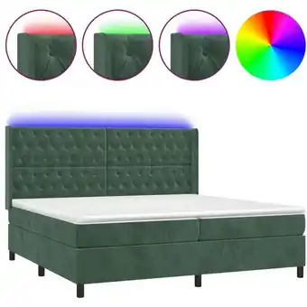 ManoMano Bettgestell mit Matratze & LED,Betten für Erwachsene,Boxspringbett,Schlafzimmerbett Dunkelgrün 200x200 cm Samt -Maison 76863  Angebot