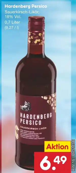 Netto Marken-Discount Hardenberg Persico Sauerkirsch-Likör, 18% Vol. 0,7 Liter Angebot