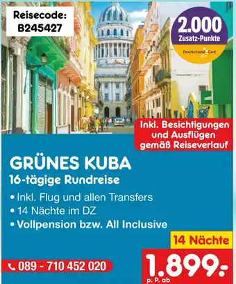 Netto Marken-Discount GRÜNES KUBA 16-tägige Rundreise Angebot